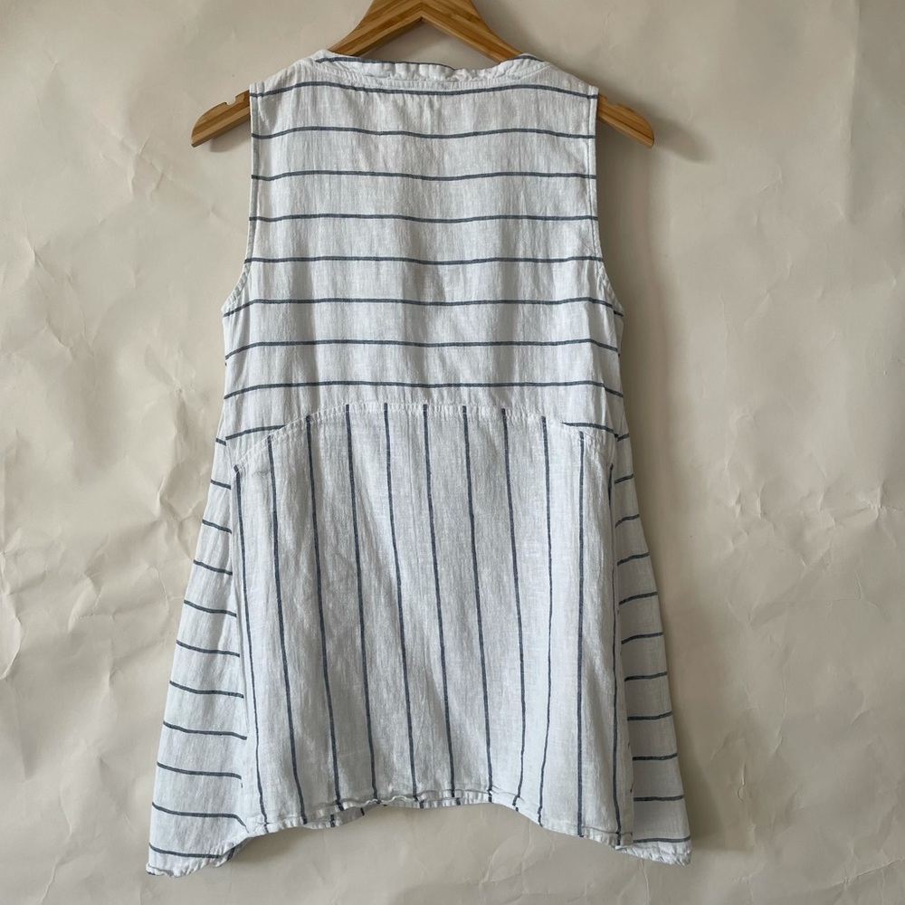 BEACHLUNCHLOUNGE white blue stripe linen tunic S/P - Picture 4 of 7